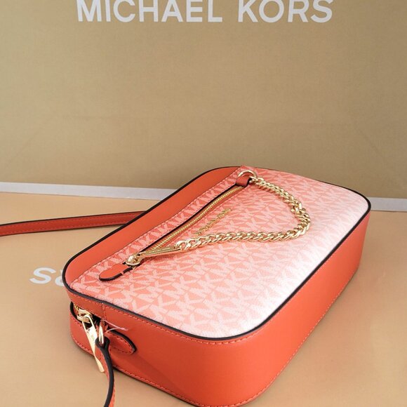 Michael Kors Jet Set Item Large EW Zip Chain Crossbody Handbag Red Clay Ombre MK - Picture 6 of 7